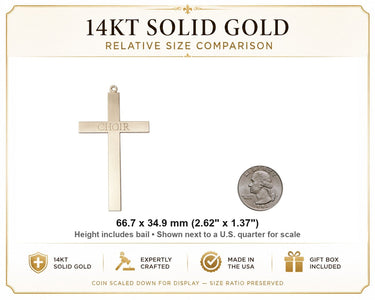 14kt Solid Gold Extra Large Choir Cross Pendant | 2 5/8 x 1 3/8 | Bliss