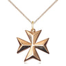 14kt Gold Filled Maltese Cross Necklace 3/4 x 5/8 inch pendant with 18 inch curb chain by Bliss