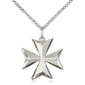 Sterling Silver Medium Maltese Cross Necklace 3/4 x 5/8 inch pendant with 18 inch chain by Bliss Manufacturing