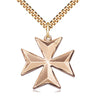 14kt Gold Filled Medium Maltese Cross Necklace with 7/8 inch pendant and 24 inch curb chain by Bliss