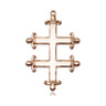 14kt solid gold Cross of Lorraine pendant 1 inch by 5/8 inch handcrafted in USA by Bliss Manufacturing