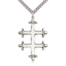 Sterling Silver Large Cross of Lorraine Necklace 1 3/4 x 1 1/8 inch pendant on 24 inch curb chain by Bliss