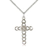 Sterling Silver Hearts with Sunburst Cross Necklace 1 inch by 5/8 inch pendant on 18 inch chain by Bliss