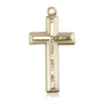 14kt solid gold cross pendant 1-1/8 inch by 1/2 inch with lite curb chain design handcrafted by Bliss USA