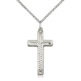 Sterling Silver Medium Cross Necklace 1 x 1/2 inches with 18 inch chain by Bliss Manufacturing
