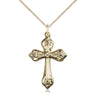 14kt gold filled Catholic cross necklace 1 by 5/8 inch pendant 18 inch chain handcrafted by Bliss USA
