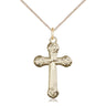 14kt Gold Filled Medium Catholic Cross Necklace 1x5/8 inch pendant on 18 inch chain by Bliss Manufacturing