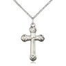 Sterling Silver Medium Catholic Cross Necklace 1x5/8 inch pendant on 18 inch chain by Bliss Manufacturing