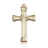 14kt Solid Gold Catholic Cross Pendant, 1 x 5/8 inch, handcrafted in USA by Bliss Manufacturing