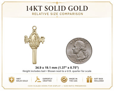 14kt Solid Gold Large Catholic Cross Pendant | 1 3/8" x 3/4" | USA Made by Bliss