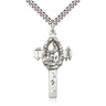 Large Sterling Silver Cross Necklace 1-3/8x3/4 inch pendant on 24 inch chain by Bliss Manufacturing