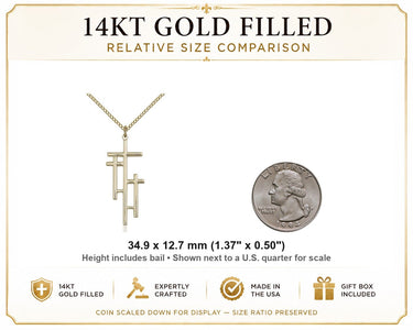 Gold Filled Large Catholic Cross Necklace | 1 3/8 x 1/2 Pendant | 18" Chain | USA Made by Bliss