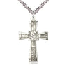 Sterling Silver Large Mosaic Cross Necklace 1 5/8 x 1 with 24 inch chain by Bliss Manufacturing USA