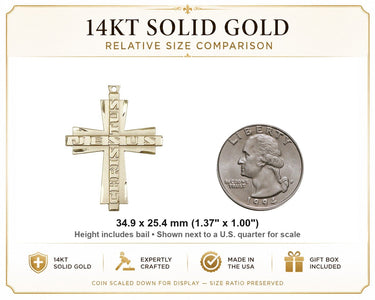14kt Solid Gold Large Jesus Christus Cross Pendant | 1 3/8 x 1 | Handcrafted in USA by Bliss