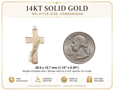 14kt Solid Gold Deacon Cross Pendant | 1 1/8 x 1/2 | Bliss USA