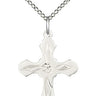 Sterling silver medium cross necklace 7/8 x 5/8 inches with 18 inch curb chain handcrafted by Bliss USA
