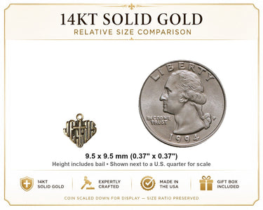 14kt Solid Gold Small Catholic Heart of Jesus Cross Pendant | 3/8" x 3/8" | Handcrafted in USA by Bliss