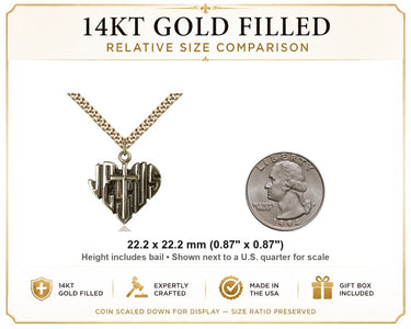 14kt Gold Filled Medium Sacred Heart of Jesus Cross Necklace | 7/8" Pendant | 24" Chain | USA Made by Bliss