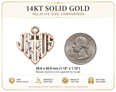 14kt Solid Gold Heart of Jesus Cross Medal 1 1/8" | Handcrafted USA | Bliss