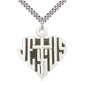 Sterling Silver Heart of Jesus Cross Necklace 1 1/8 inch pendant with 24 inch curb chain handcrafted by Bliss Manufacturing