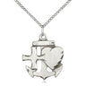 Medium Sterling Silver Faith Hope Charity Necklace with 7/8 x 3/4 inch Pendant on 18 inch Curb Chain by Bliss Manufacturing