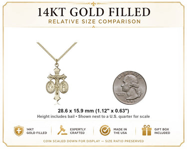 Collar con Colgante Mediano de Oro de 14kt de Nuestra Señora de La Salette | 2.86cm x 1.59cm | Cadena de 45.72cm | Hecho en EE. UU. por Bliss