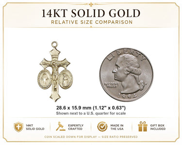 Colgante de medalla de la Virgen de La Salette mediano de oro macizo de 14 quilates | 2,8 cm x 1,6 cm | Fabricado en EE. UU. por Bliss