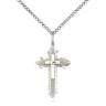 Sterling silver medium cross on cross necklace 7/8 inch by 1/2 inch pendant with 18 inch curb chain by Bliss