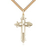 Gold filled large cross on cross necklace 1 3/8 inch pendant with 24 inch heavy curb chain by Bliss Manufacturing