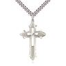 Large sterling silver cross on cross necklace 1 3/8 inch by 3/4 inch pendant with 24 inch curb chain by Bliss