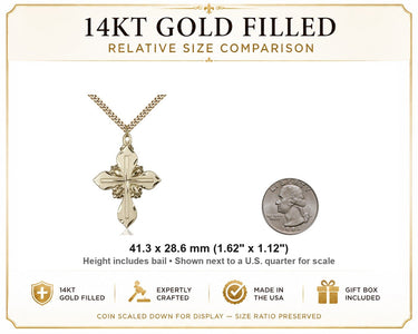 14kt Gold Filled Large Cross Necklace | 1 5/8 x 1 1/8 Pendant | 24" Chain | USA Made by Bliss
