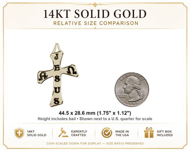 14kt Solid Gold Large Catholic Cross Pendant | 1 3/4" x 1 1/8" | Handcrafted by Bliss USA