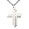 Large sterling silver cross necklace 1 3/4 x 1 1/4 inches with 24 inch curb chain handmade by Bliss