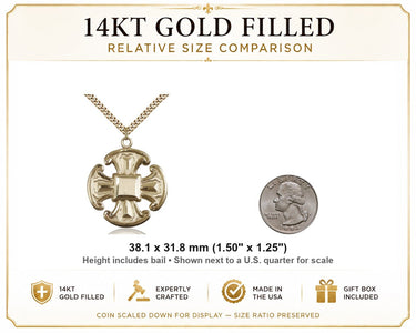 14kt Gold Filled Large Cross Necklace | 1 1/2" x 1 1/4" Pendant | 24" Chain | USA Made by Bliss