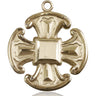 14kt solid gold large Catholic cross medal 1 1/2 x 1 1/4 inches handcrafted by Bliss Manufacturing USA