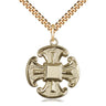 14kt gold filled Catholic cross necklace 1 x 7/8 inches with 24 inch chain by Bliss Manufacturing USA