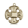 14kt solid gold medium Catholic cross pendant 1 x 7/8 inches handcrafted by Bliss Manufacturing USA