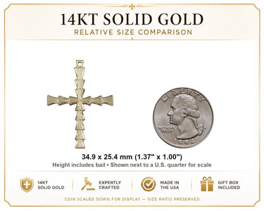 14kt Solid Gold Large Catholic Cross Pendant | 1 3/8" x 1" | Handcrafted in USA by Bliss