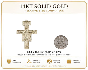 Large 14kt Solid Gold San Damiano Crucifix Pendant