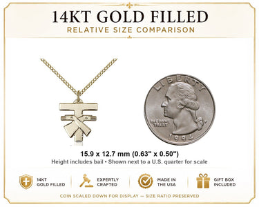 14kt Gold Filled Small Franciscan Cross Necklace | 5/8" x 1/2" | 18" Chain | USA Made by Bliss