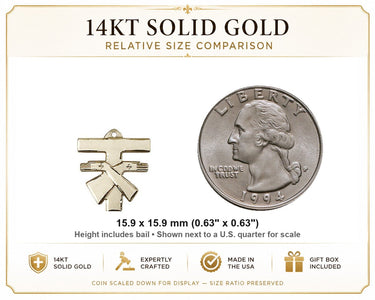 14kt Solid Gold Small Franciscan Tau Cross Pendant | 5/8 x 5/8 | USA Made by Bliss