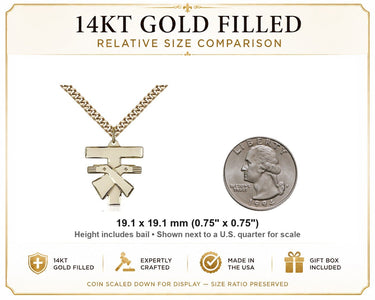 14kt Gold Filled Medium Franciscan Cross Necklace | 3/4" x 3/4" | 24" Chain | USA Made by Bliss