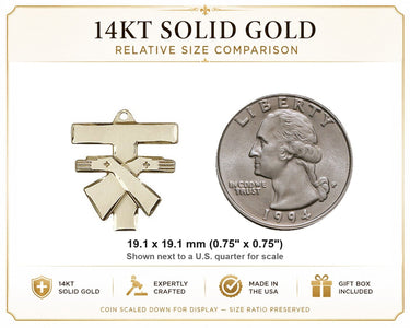 14kt Solid Gold Medium Franciscan Cross Medal | 3/4" x 3/4" | Handcrafted in USA by Bliss