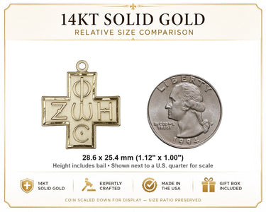 14kt Solid Gold Medium Light & Life Cross Pendant | 1 1/8 x 1 | Handcrafted in USA by Bliss