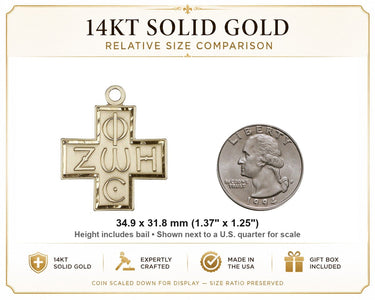 14kt Solid Gold Large Catholic Light & Life Cross Pendant | 1 3/8 x 1 1/4 | Handcrafted in USA by Bliss