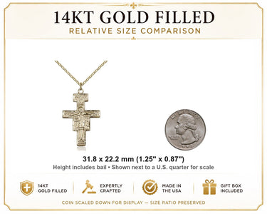 Women's 14kt Gold Filled San Damiano Crucifix Necklace – 18″ Chain