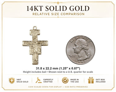 Women's 14kt Solid Gold San Damiano Crucifix Pendant
