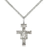 Small Sterling Silver San Damiano Crucifix Necklace 5/8 x 3/8 inches on 18 inch chain by Bliss Manufacturing