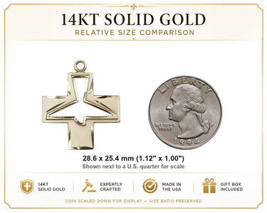 14kt Solid Gold Medium Holy Spirit Medal Pendant | 1 1/8 x 1 | Handcrafted in USA by Bliss