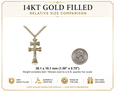 Large Men's 14kt Gold Filled Caravaca Crucifix Necklace – 24″ Chain